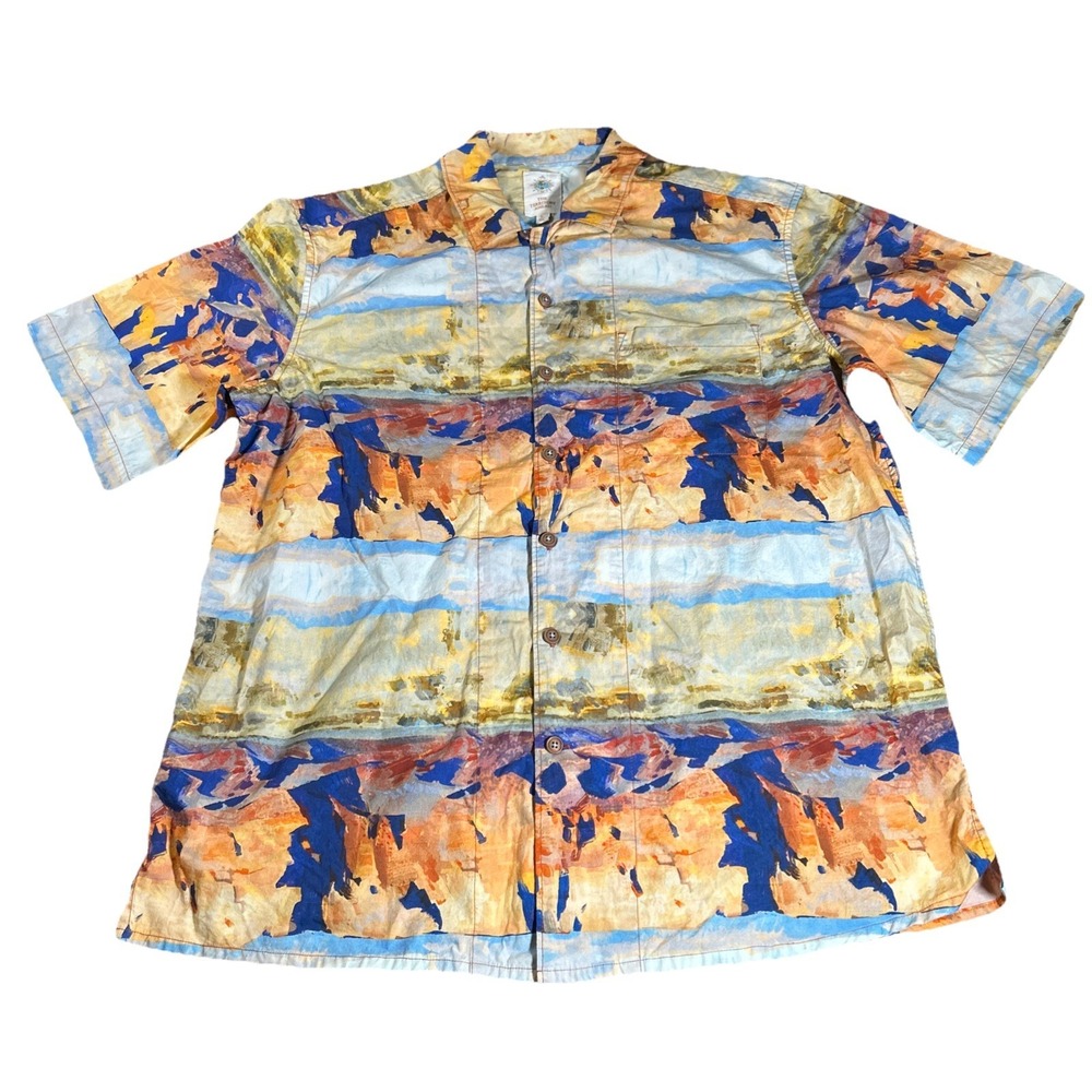 The Territory Ahead Paria Canyon Poplin Shirt Men's L Short Sleeve Southwest AOP